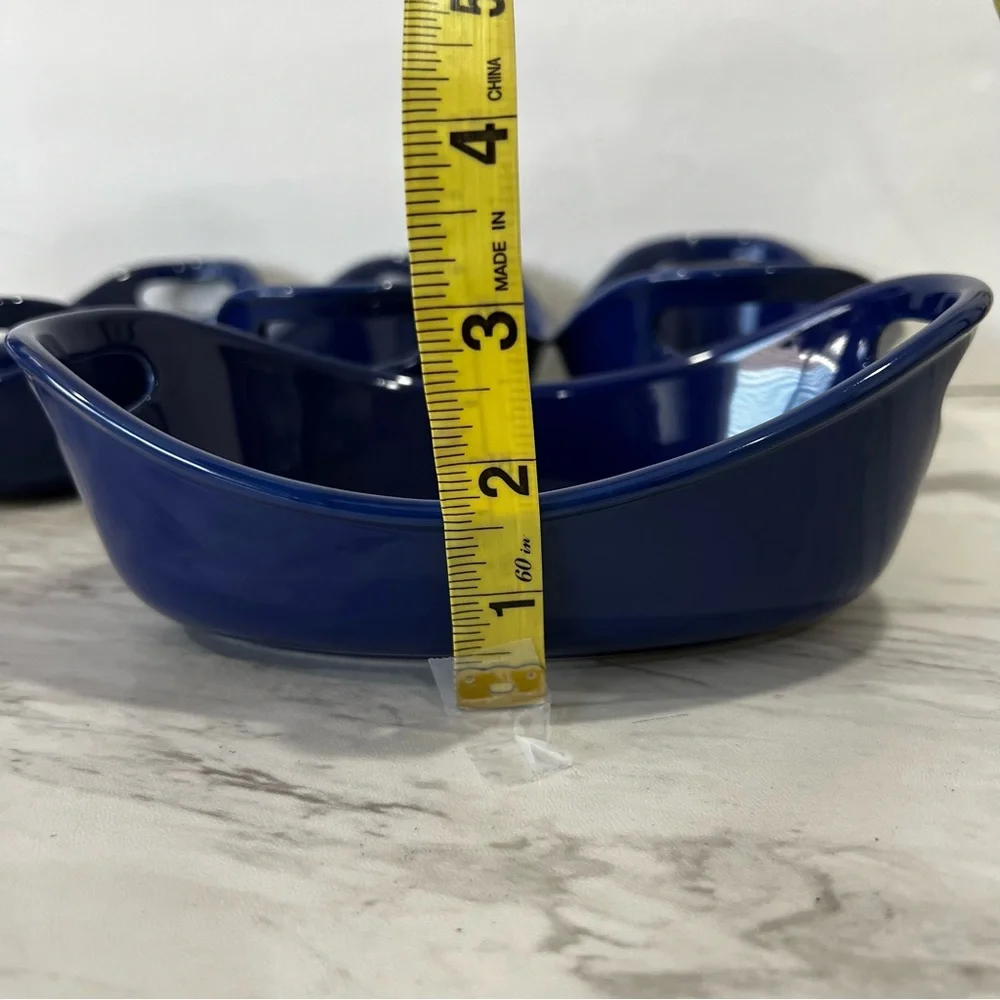 Rachael Ray Stoneware 12 oz. Blue Baking Dish Set of Four Ceramic